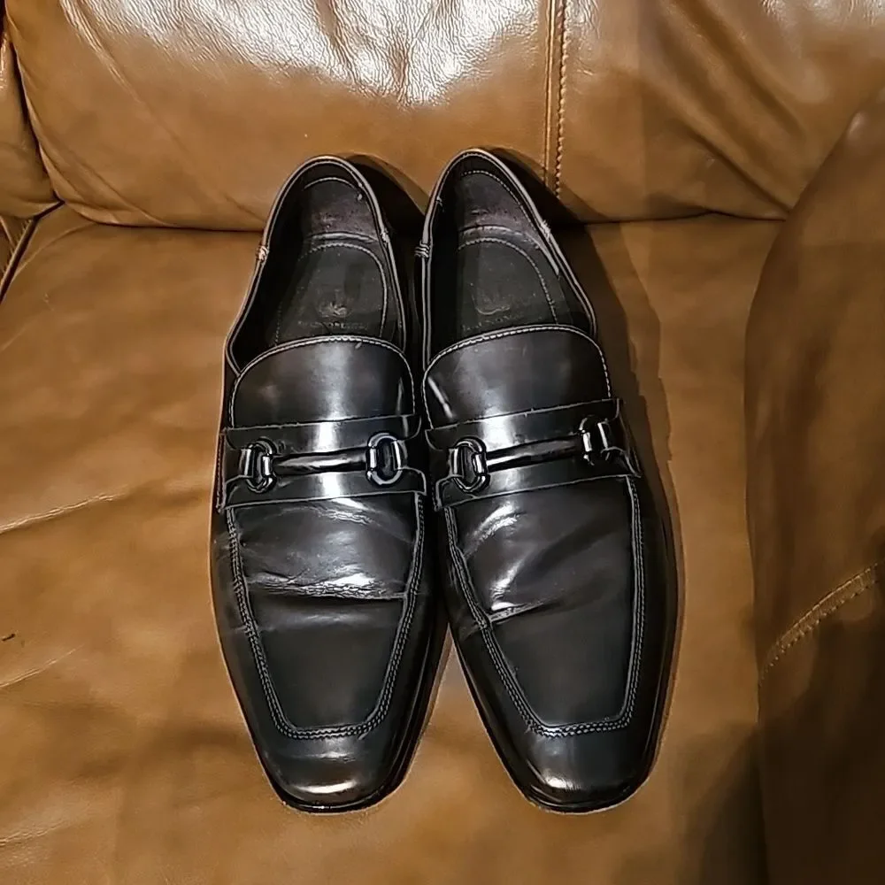 ‎BRUNO MAGLI Smoke Gray Leather Horsebit Loafers - Size 13